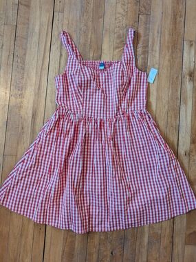 Nwt Old Navy Red Gingham Fit & Flare Cami Mini Dress Picnic Pockets M Cotton Fbc